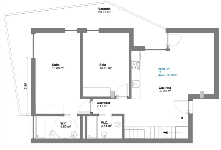 Apartamento T3 para Venda em Oliveira do Bairro Planta 1