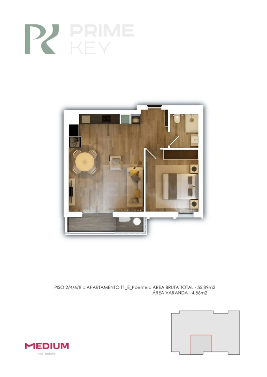 Apartamento T1 para Venda em Vila Nova de Famalicão e Calendário Foto 14