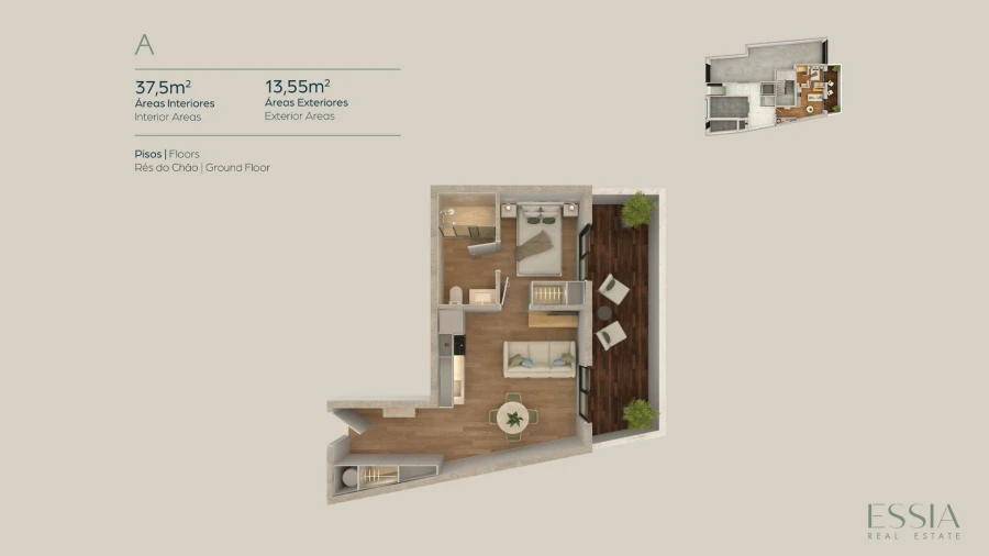 Apartamento T1 para Venda em Matosinhos e Leça da Palmeira Planta 1