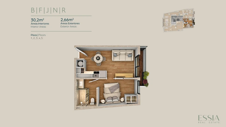 Apartamento T1 para Venda em Matosinhos e Leça da Palmeira Planta 1
