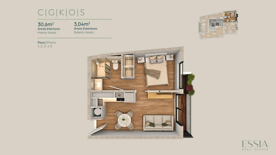 Apartamento T1 para Venda em Matosinhos e Leça da Palmeira Planta 1