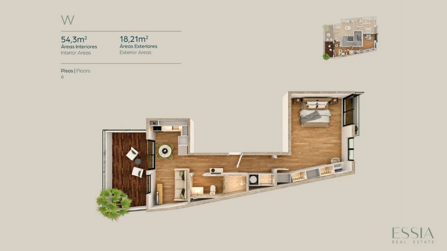 Apartamento T1 para Venda em Matosinhos e Leça da Palmeira Planta 1