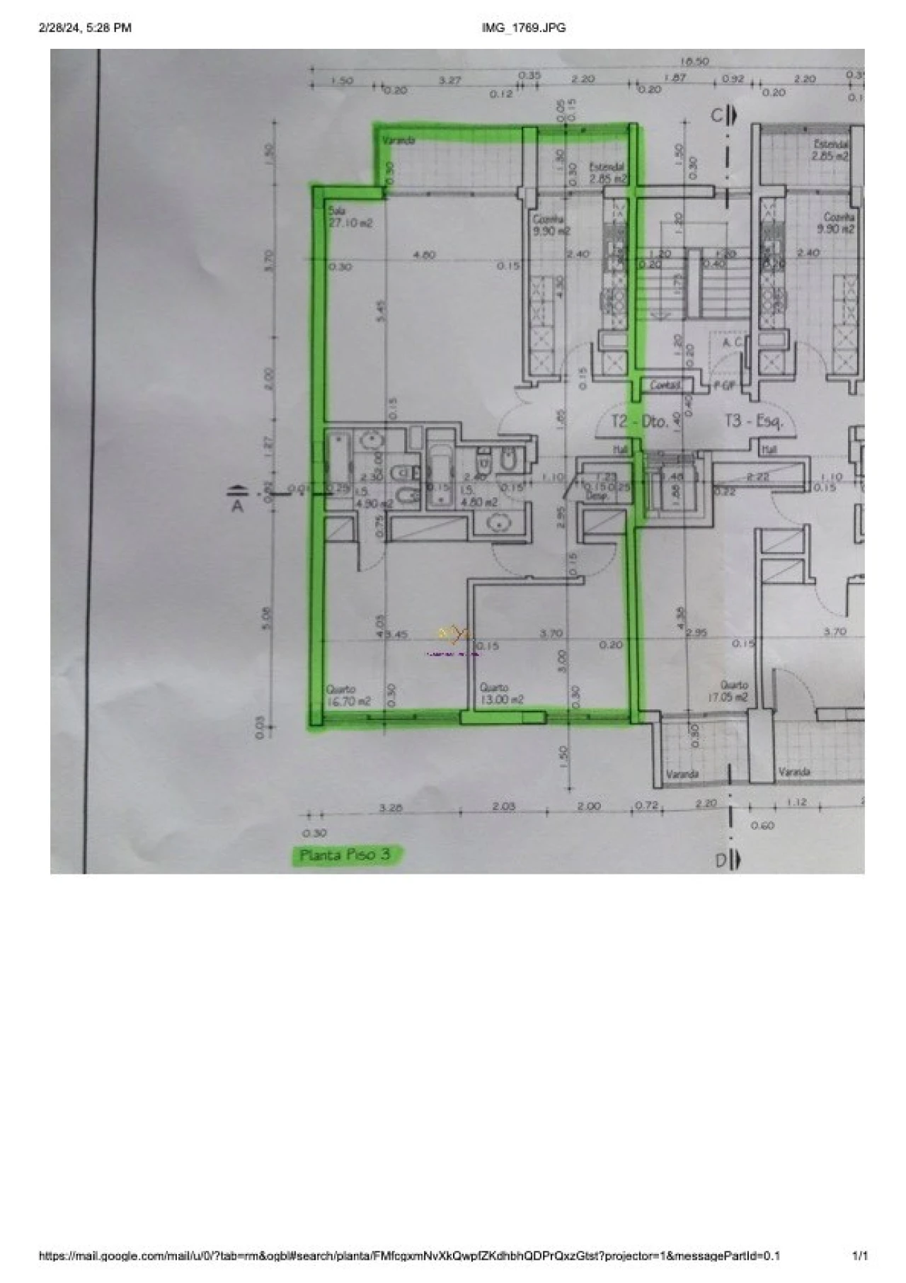 Apartamento T2 para Venda em Alcabideche Planta 2