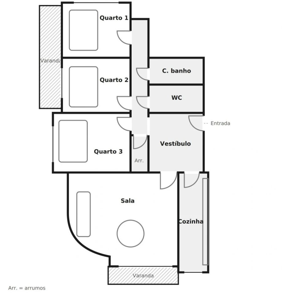Apartamento T3 para Venda em São Vicente (Braga) Planta 1
