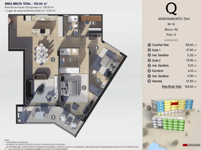 Apartamento T2 para Venda em Calheta Planta 1