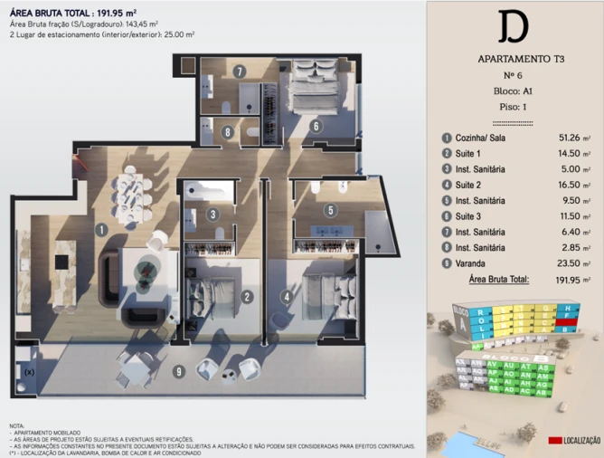Apartamento T3 para Venda em Calheta Planta 1
