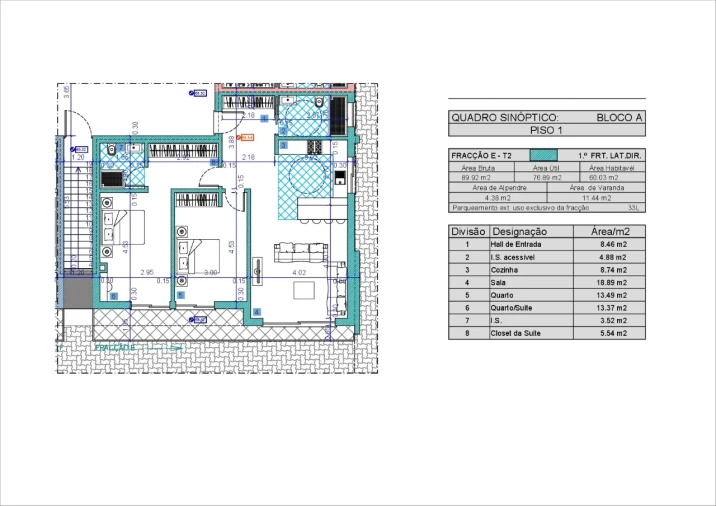 Apartamento T2 para Venda em Azeitão (São Lourenço e São Simão) Planta 1