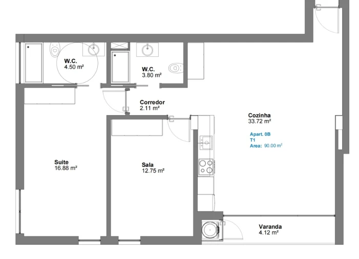 Apartamento T2 para Venda em Oliveira do Bairro Planta 1