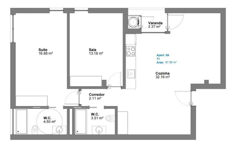 Apartamento T2 para Venda em Oliveira do Bairro Planta 1