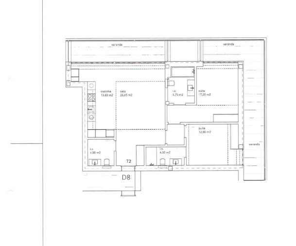 Apartamento T2 para Venda em Arcozelo Planta 1
