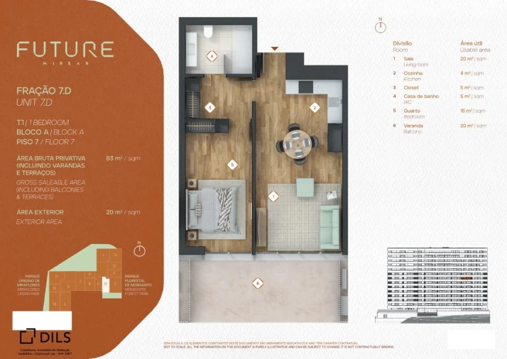 Apartamento T1 para Venda em Algés, Linda-A-Velha e Cruz Quebrada-Dafundo Planta 1
