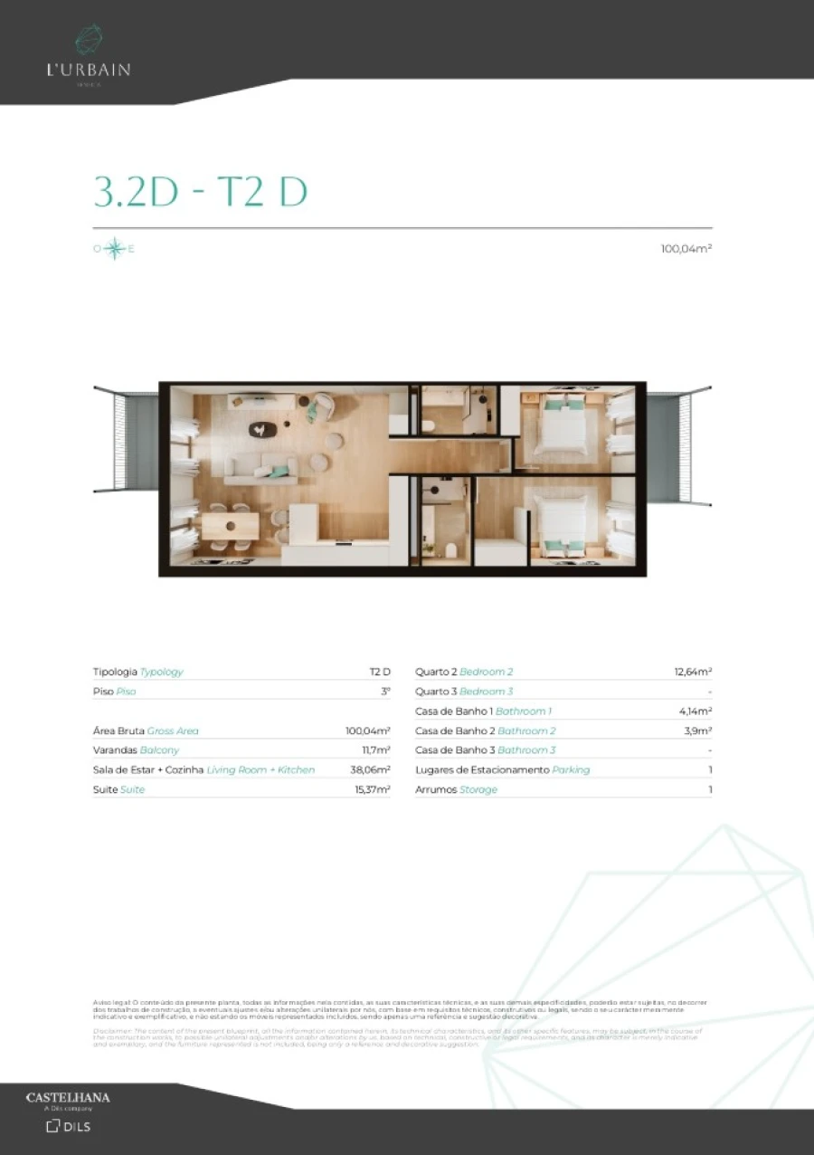 Apartamento T2 para Venda em Benfica Planta 1