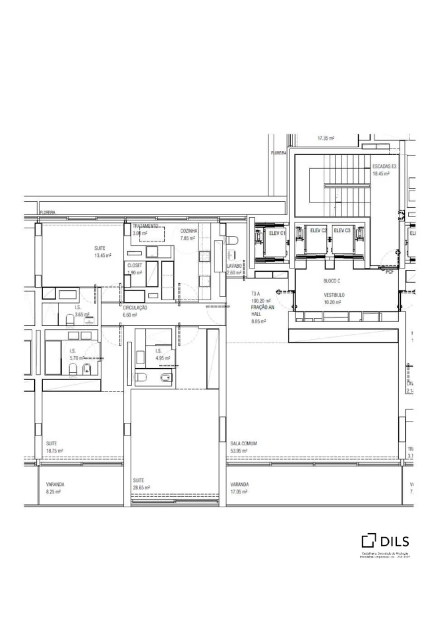 Apartamento T3 para Venda em Misericórdia Planta 1