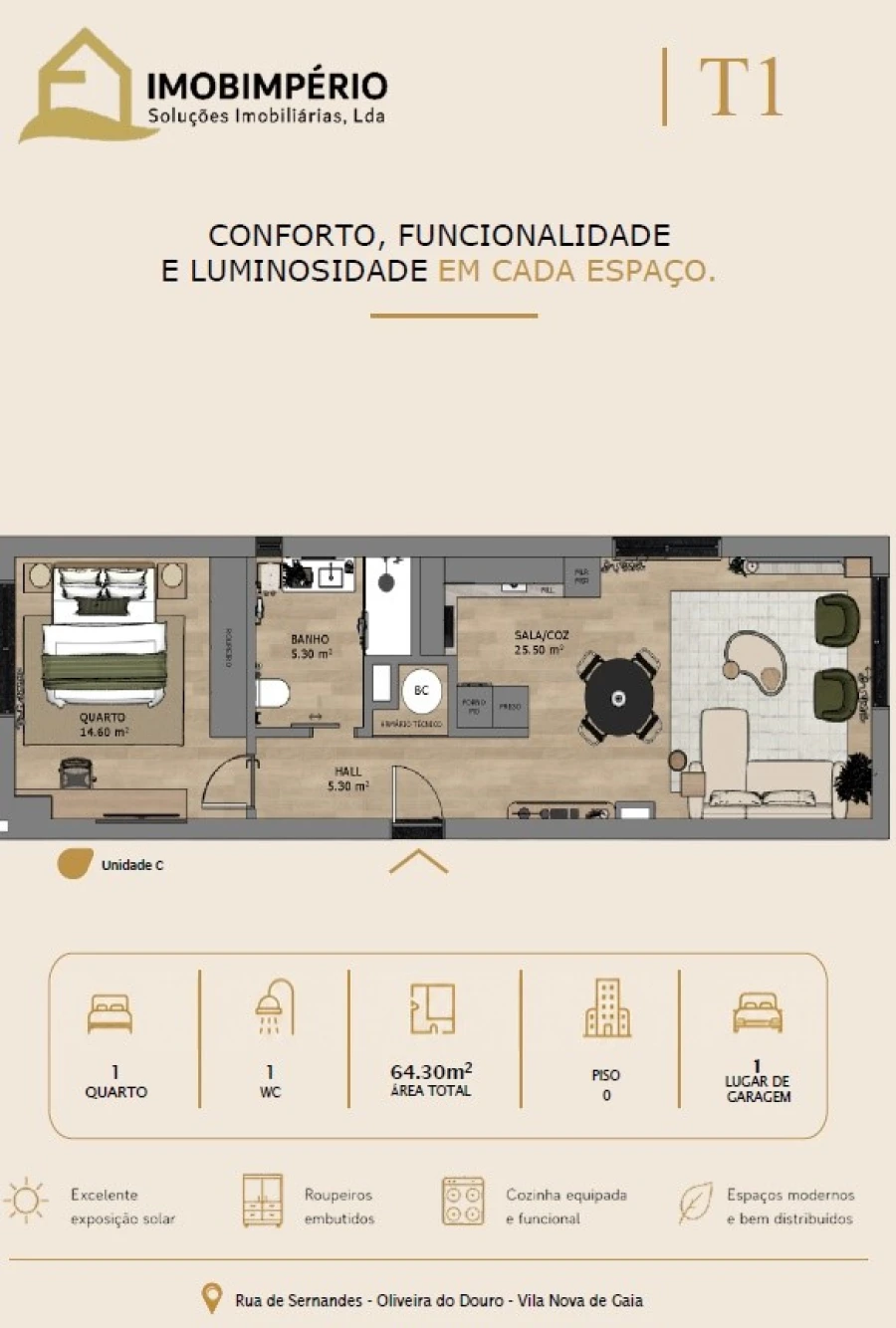 Apartamento T1 para Venda em Oliveira do Douro Planta 1