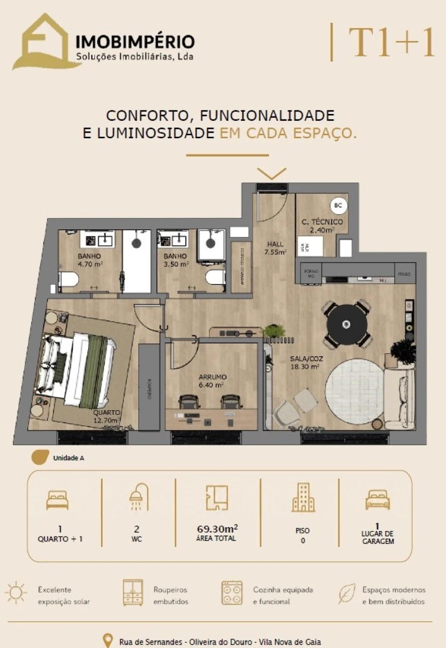 Apartamento T1 para Venda em Oliveira do Douro Planta 1