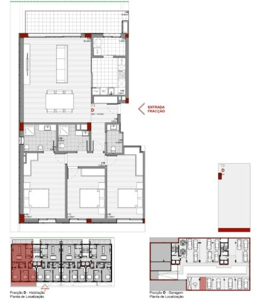 Apartamento T3 para Venda em Santa Marinha e São Pedro da Afurada Planta 1
