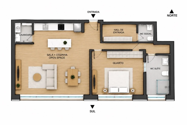 Apartamento T1 para Venda em Matosinhos e Leça da Palmeira Planta 1