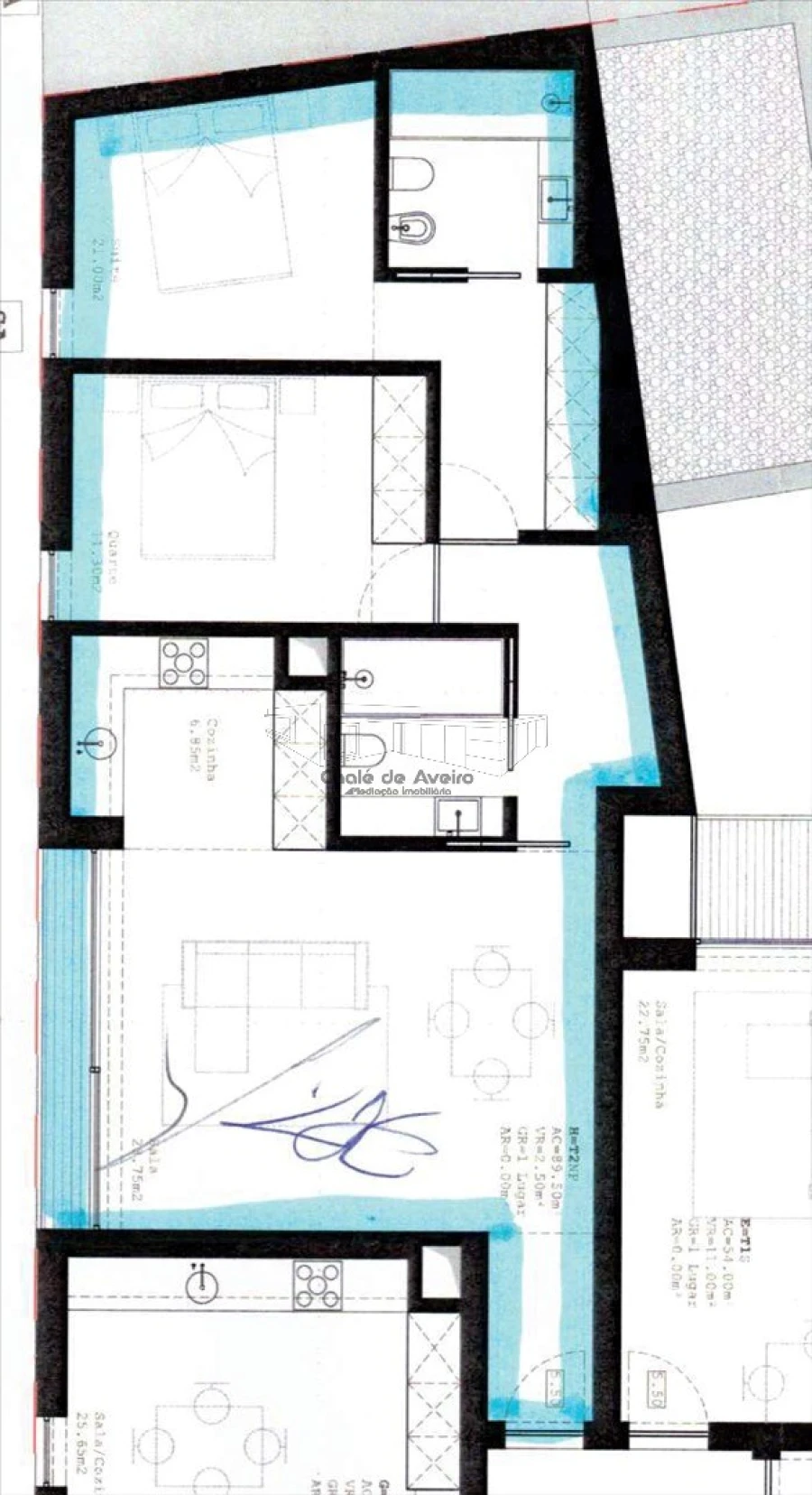Apartamento T2 para Venda em Glória e Vera Cruz Planta 1