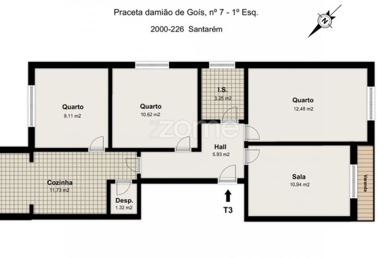 Apartamento T3 para Venda em Marvila, Ribeira Santarém, São Salvador, São Nicolau Planta 1