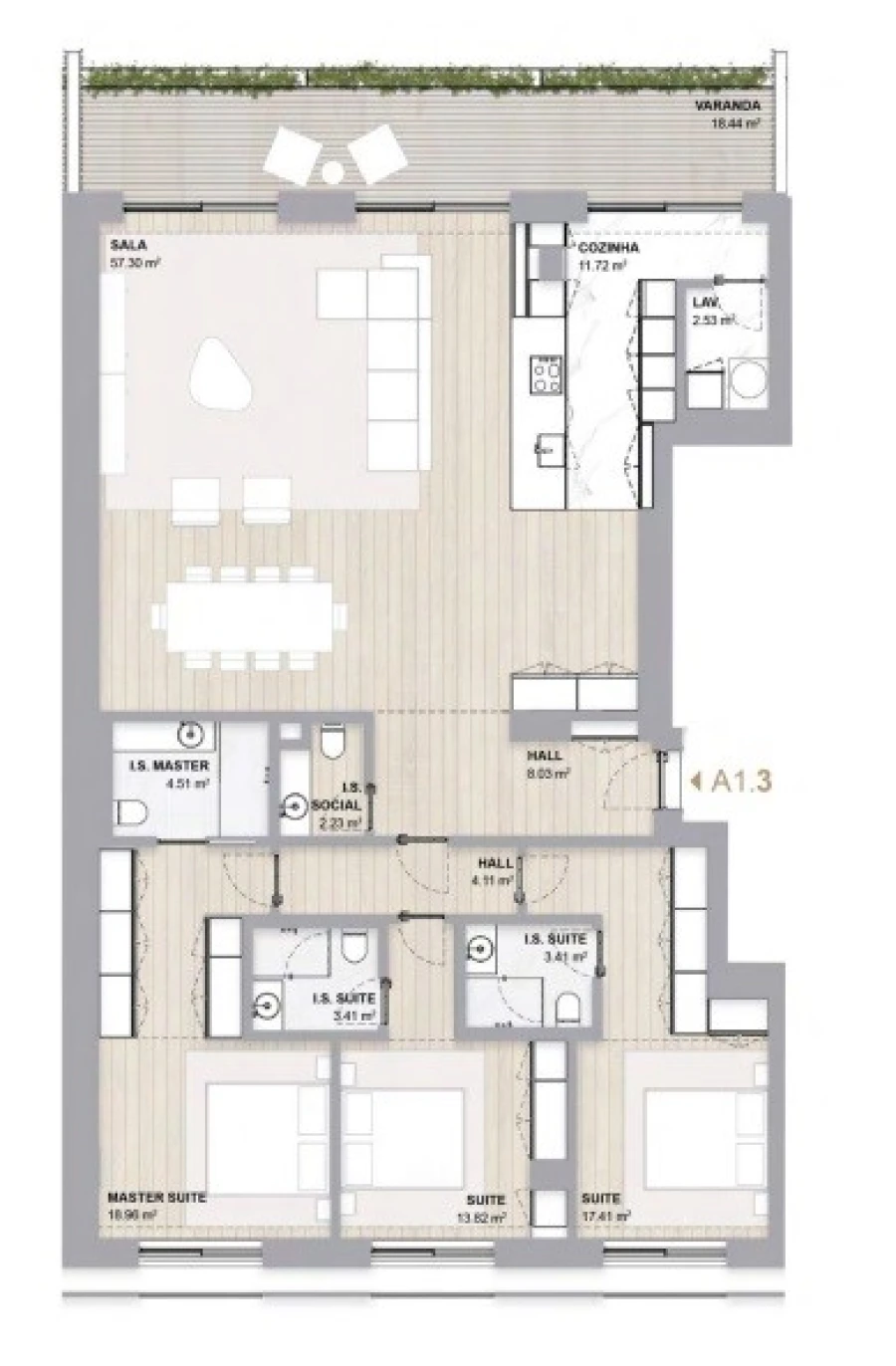 Apartamento T3 para Venda em Lordelo do Ouro e Massarelos Planta 1