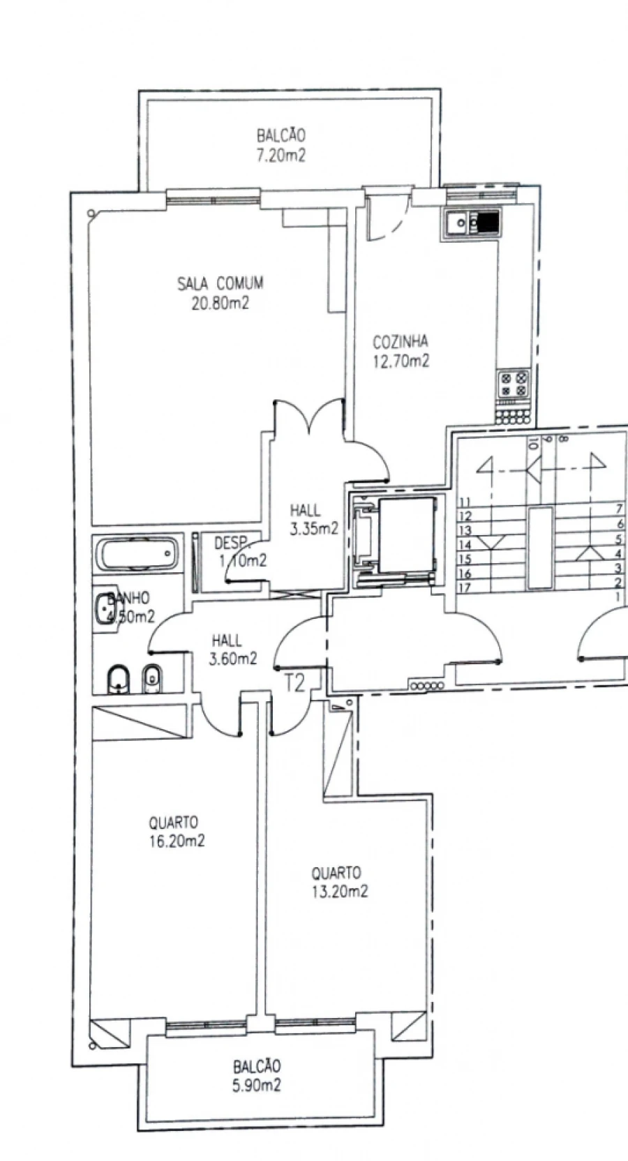 Apartamento T2 para Venda em Quelfes Planta 1
