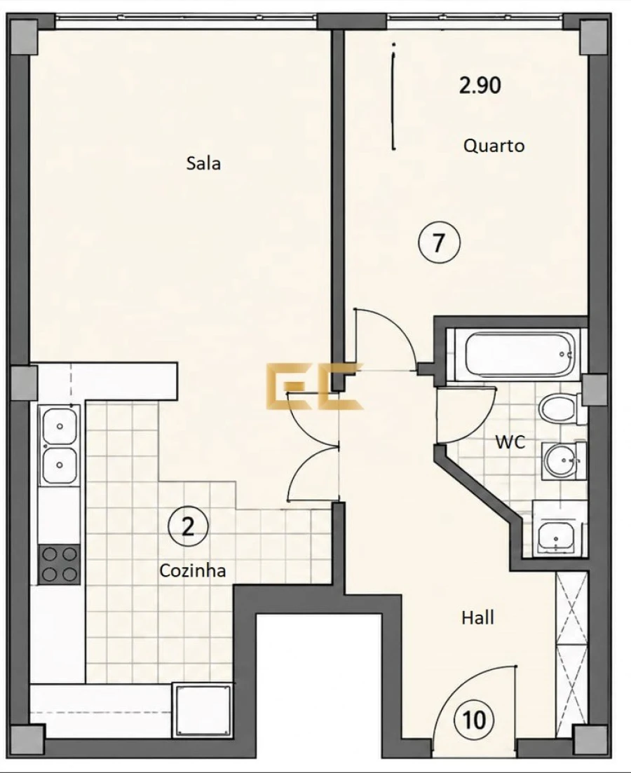Apartamento T1 para Venda em Buarcos Planta 1