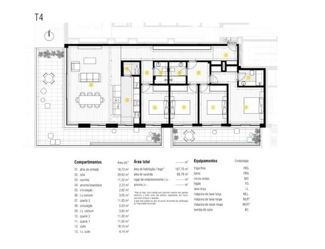 Apartamento T4 para Venda em Canidelo Planta 1
