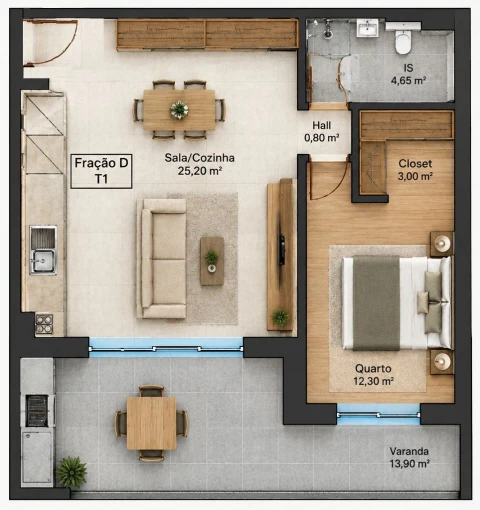 Apartamento T1 para Venda em Marrazes e Barosa