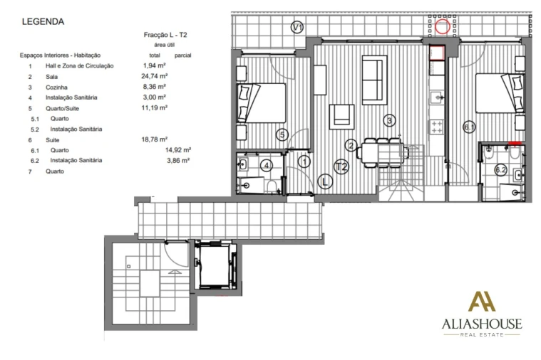 Apartamento T2 para Venda em Atouguia da Baleia Planta 1