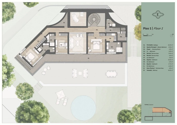 Moradia T4 para Venda em Santa Maria e São Miguel, São Martinho, São Pedro Penaferrim Planta 3