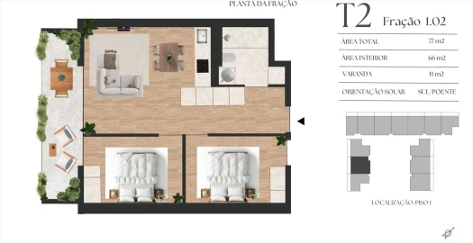 Apartamento T2 para Venda em Mafamude e Vilar do Paraíso