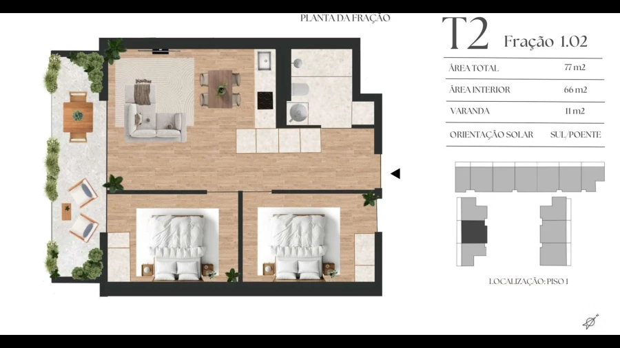 Apartamento T2 para Venda em Mafamude e Vilar do Paraíso
