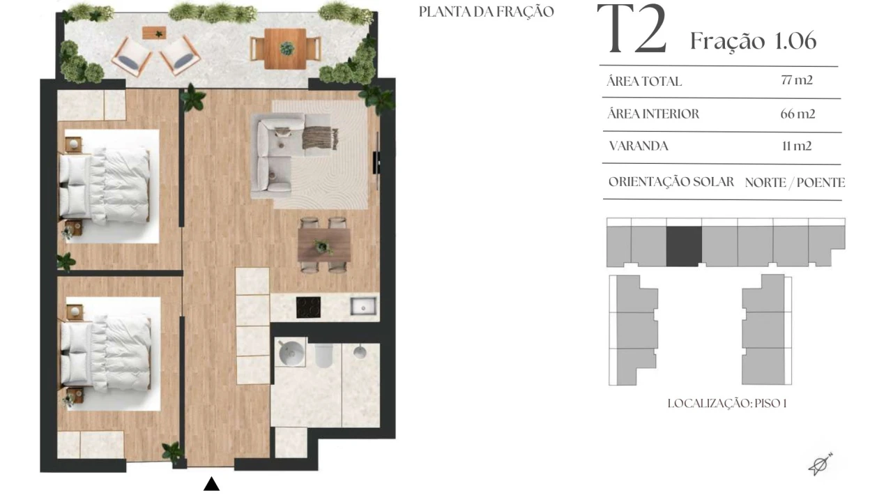 Apartamento T2 para Venda em Mafamude e Vilar do Paraíso Foto 1