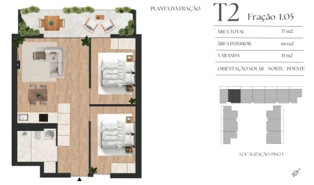 Apartamento T2 para Venda em Mafamude e Vilar do Paraíso