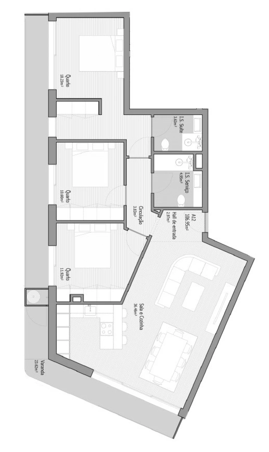 Apartamento T3 para Venda em Bougado (São Martinho e Santiago) Planta 1