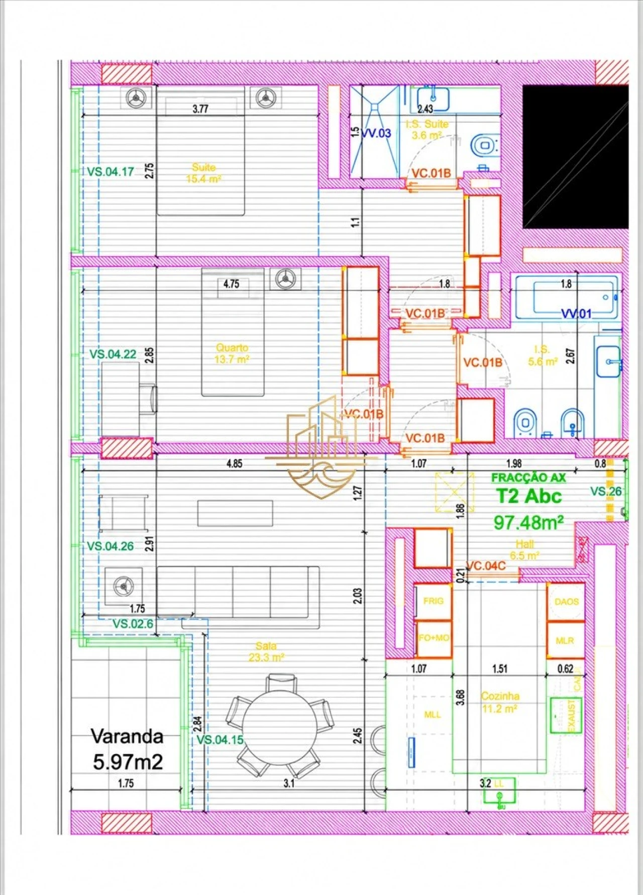 Apartamento T2 para Arrendamento em São Mamede de Infesta e Senhora da Hora Planta 2