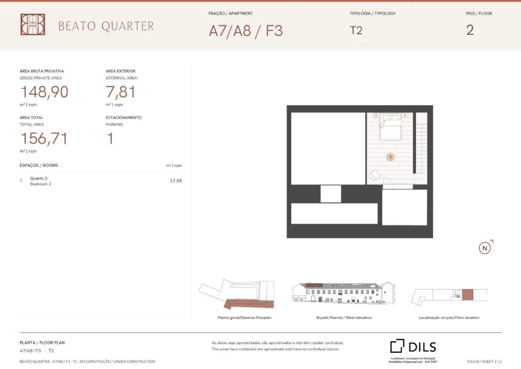 Apartamento T2 para Venda em Beato Planta 2