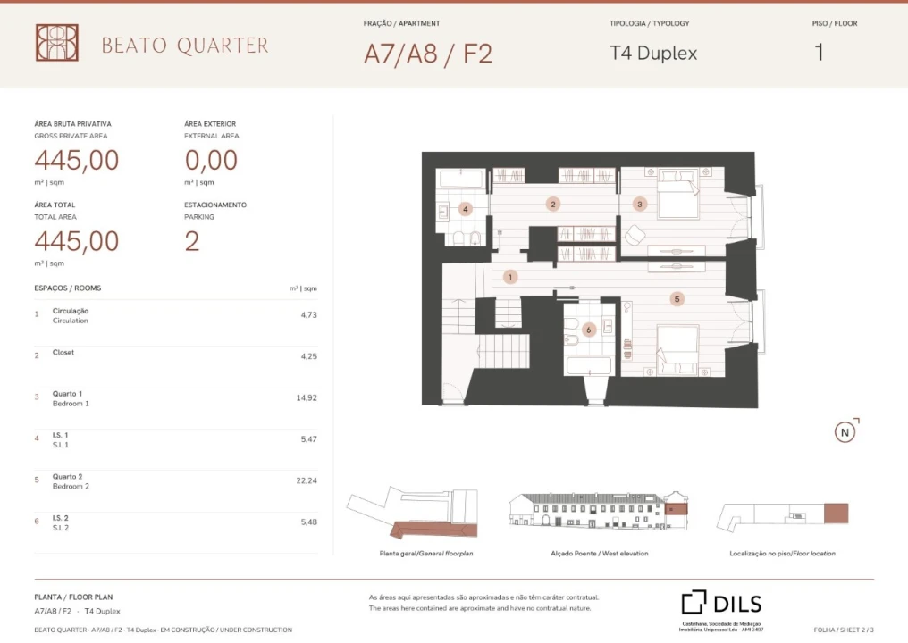 Apartamento T4 para Venda em Beato Planta 2