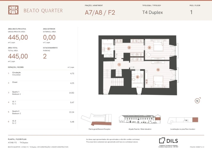 Apartamento T4 para Venda em Beato Planta 2
