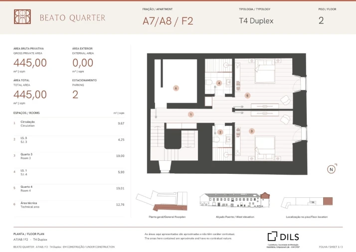 Apartamento T4 para Venda em Beato Planta 3