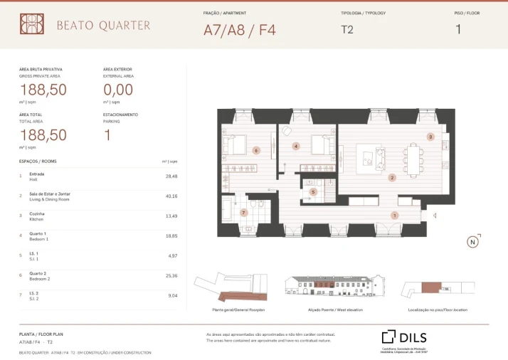 Apartamento T2 para Venda em Beato Planta 1