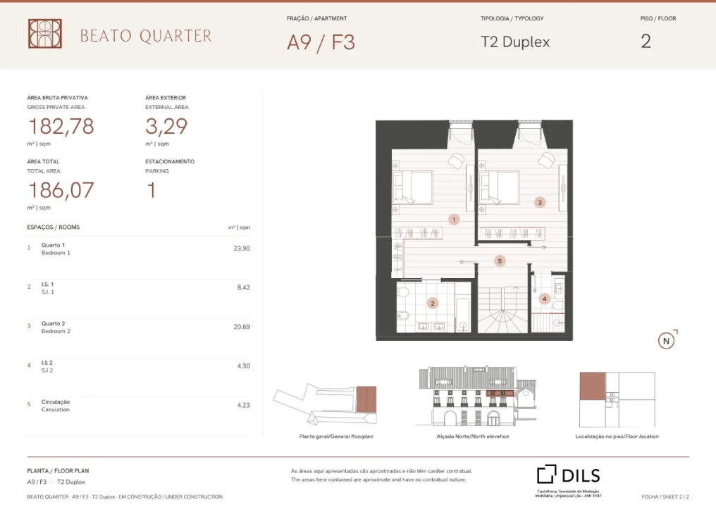 Apartamento T2 para Venda em Beato Planta 2