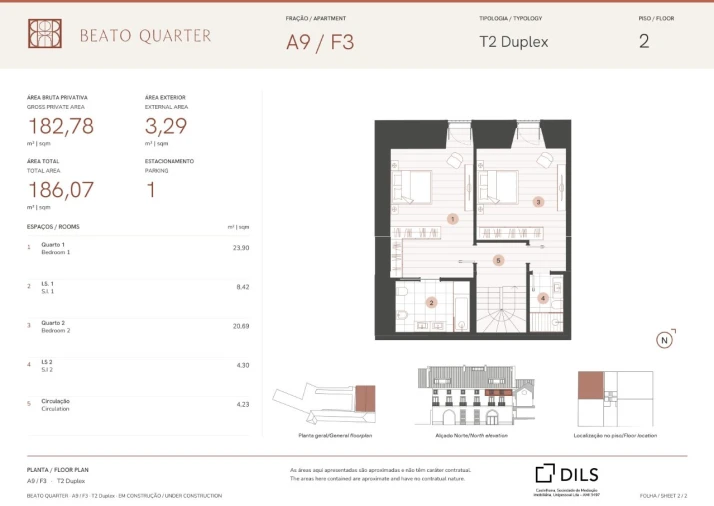 Apartamento T2 para Venda em Beato Planta 2