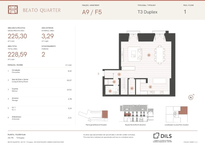 Apartamento T3 para Venda em Beato Planta 1