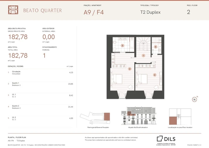Apartamento T2 para Venda em Beato Planta 2