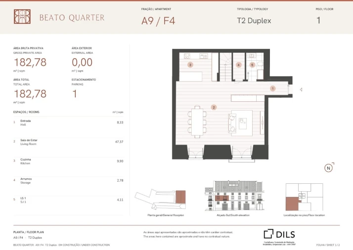 Apartamento T2 para Venda em Beato Planta 1