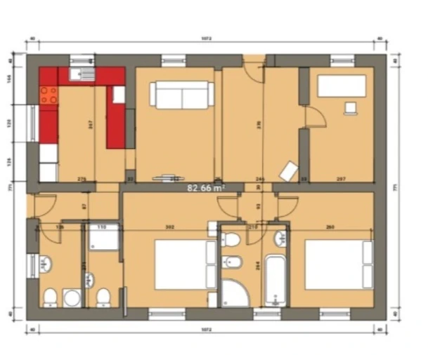 Moradia T3 para Venda em Santa Barbara de Nexe Planta 1