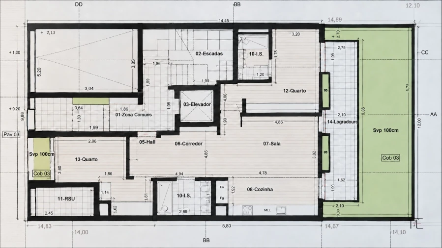 Apartamento T2 para Venda em Espinho Planta 1