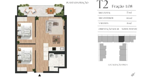 Apartamento T2 para Venda em Mafamude e Vilar do Paraíso