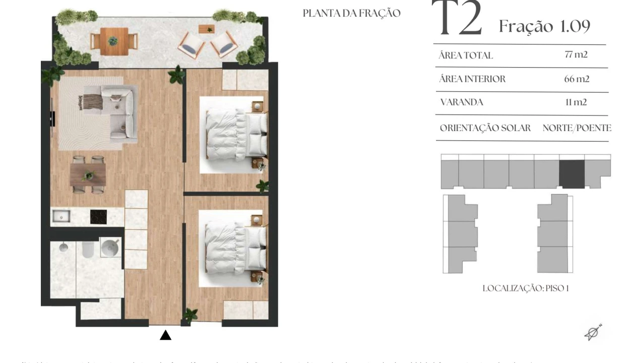 Apartamento T2 para Venda em Mafamude e Vilar do Paraíso Foto 1